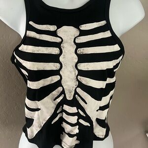 **4 for $15!** Skeleton Print Black and White Crop Tank